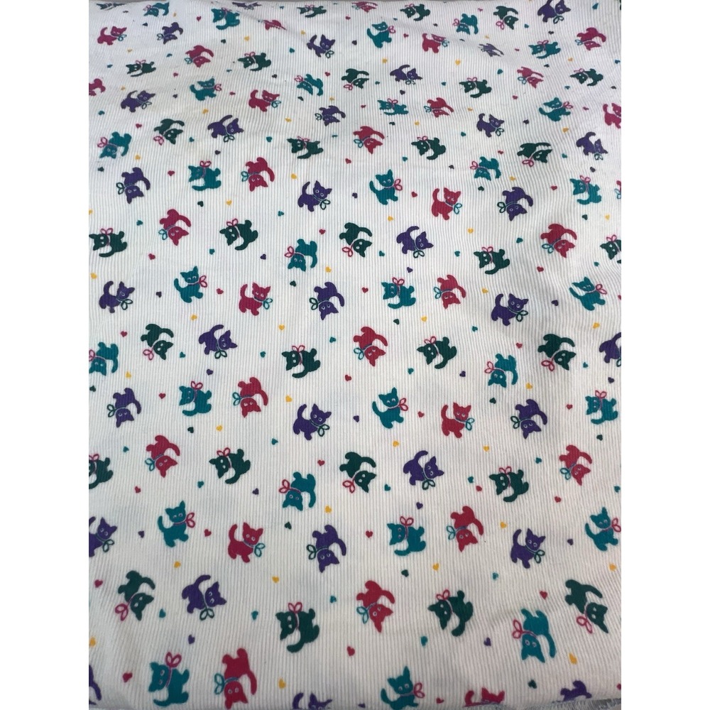 Vintage Colorful Kittens Cats Kitty Stretch Jersey Knit Fabric 2.7 yards 62X 57